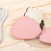 1 PC Pink Cloud-Shaped Stainless Steel Makeup Mirror Single-Sided With Leather Shell Standable Design Ideal Gift For Mother Daughter Sister Girlfriend Suitable For Home Office Travel And More